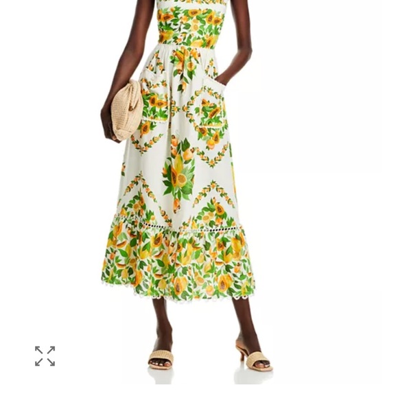 FARM Rio Dresses & Skirts - FARM Rio Sunflower Midi Dress - Green and Yellow